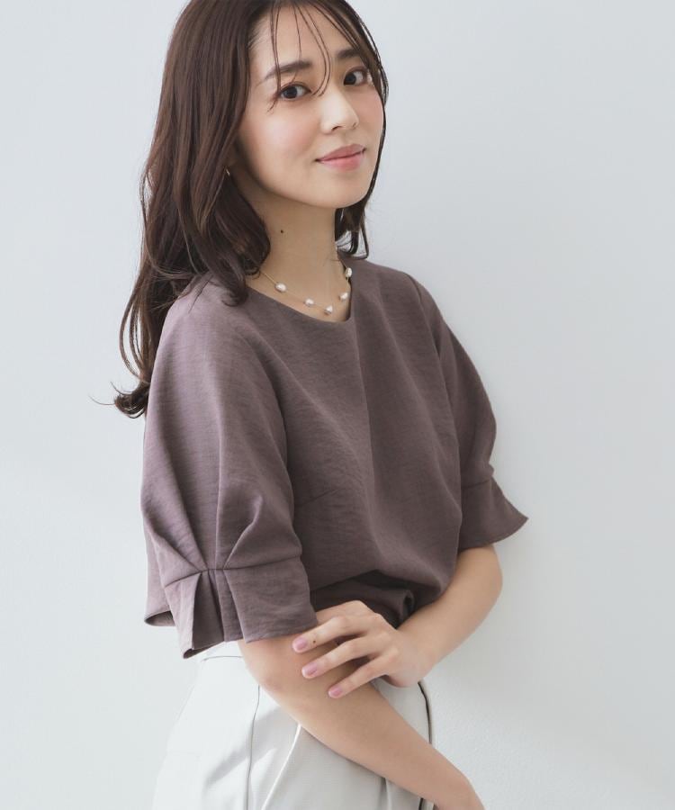インデックス(index)の《8色展開/XS-LLサイズ》タックパフスリーブブラウス【洗濯機洗い可/吸水速乾/防シワ/抗ピル】72