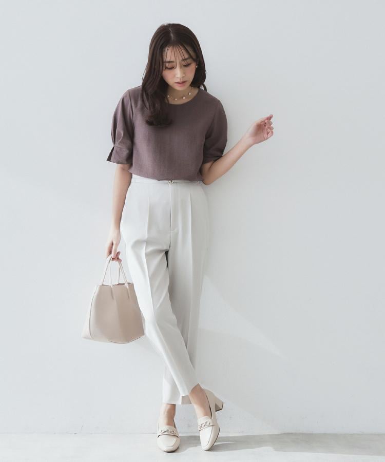 インデックス(index)の《8色展開/XS-LLサイズ》タックパフスリーブブラウス【洗濯機洗い可/吸水速乾/防シワ/抗ピル】74