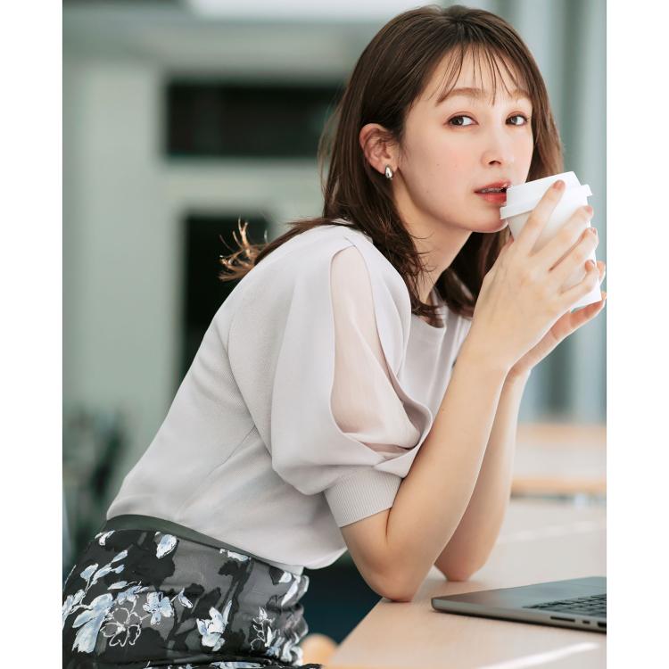 インデックス(index)の《6色展開/XS-LLサイズ》ドライタッチ デザインスリーブニット【洗濯機洗い可/接触冷感/抗ピル】 ニット/セーター