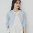 インデックス(index)の《7色展開/XS-LLサイズ》ビジューボタンクルーネックカーディガン【洗濯機洗い可】 サックスブルー(090)