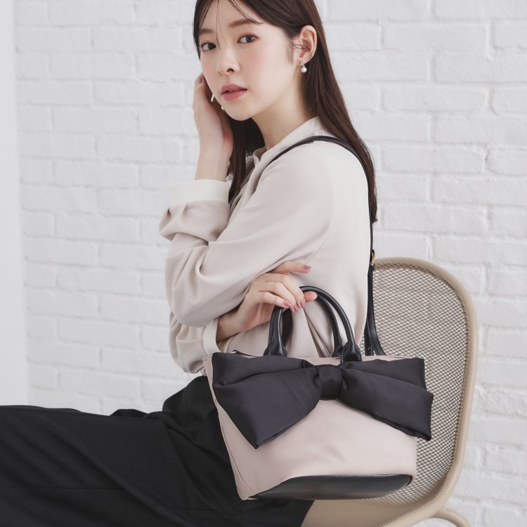 トートバッグ shiny ribbon bag/ドロストサテンリボンバッグ