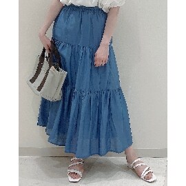 シューラルー(SHOO・LA・RUE)のオーガンジーティアードスカート マキシ・ロングスカート