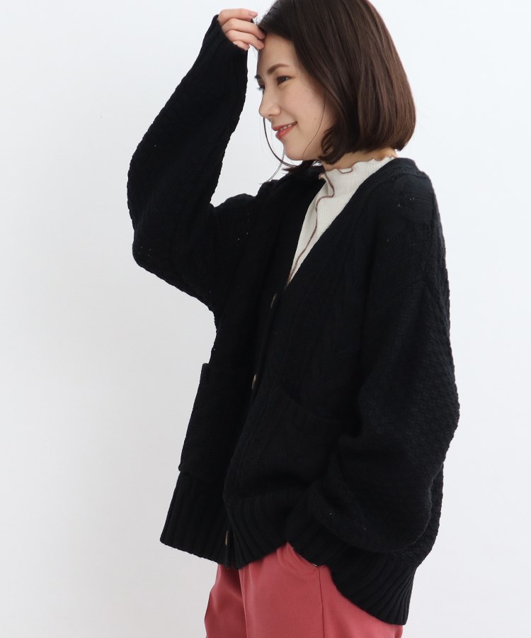 ◇ゆるっと袖がこなれ見え!ざっくりケーブル柄カーディガン ◇ゆるっと袖がこなれ見え!ざっくりケーブル柄カーディガン