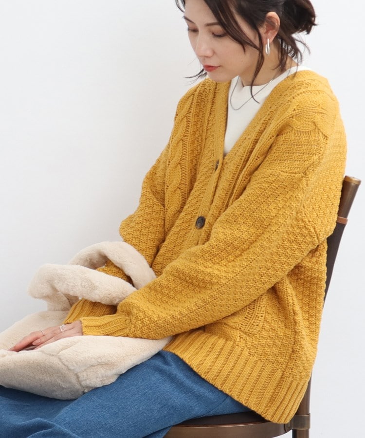 ◇ゆるっと袖がこなれ見え!ざっくりケーブル柄カーディガン ◇ゆるっと袖がこなれ見え!ざっくりケーブル柄カーディガン
