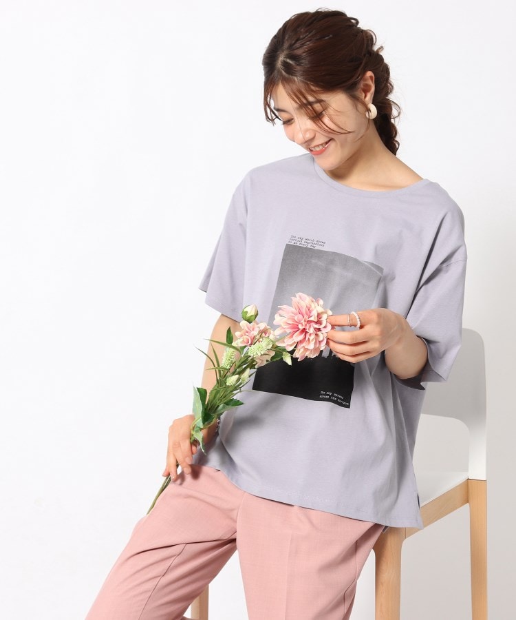 シューラルー(SHOO・LA・RUE)の【接触冷感/プチプラ】大人カラフル プリントTシャツ ロイヤルパープル(582)