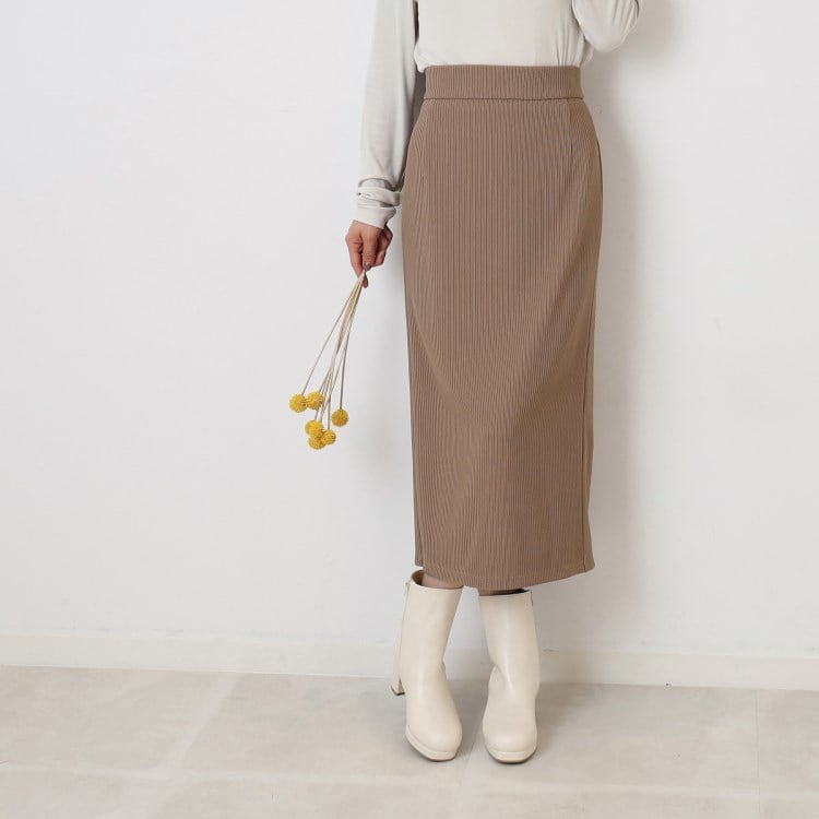シューラルー(SHOO・LA・RUE)のきれいなIラインシルエット リップル ナロースカート マキシ・ロングスカート