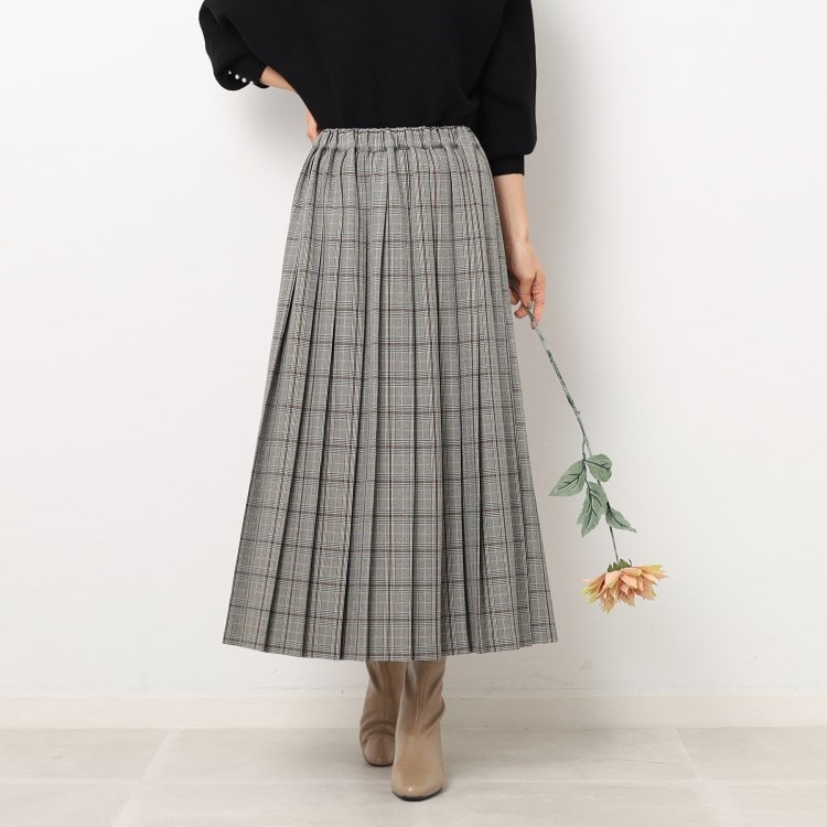 シューラルー(SHOO・LA・RUE)の季節を彩る チェックプリーツスカート ミモレスカート