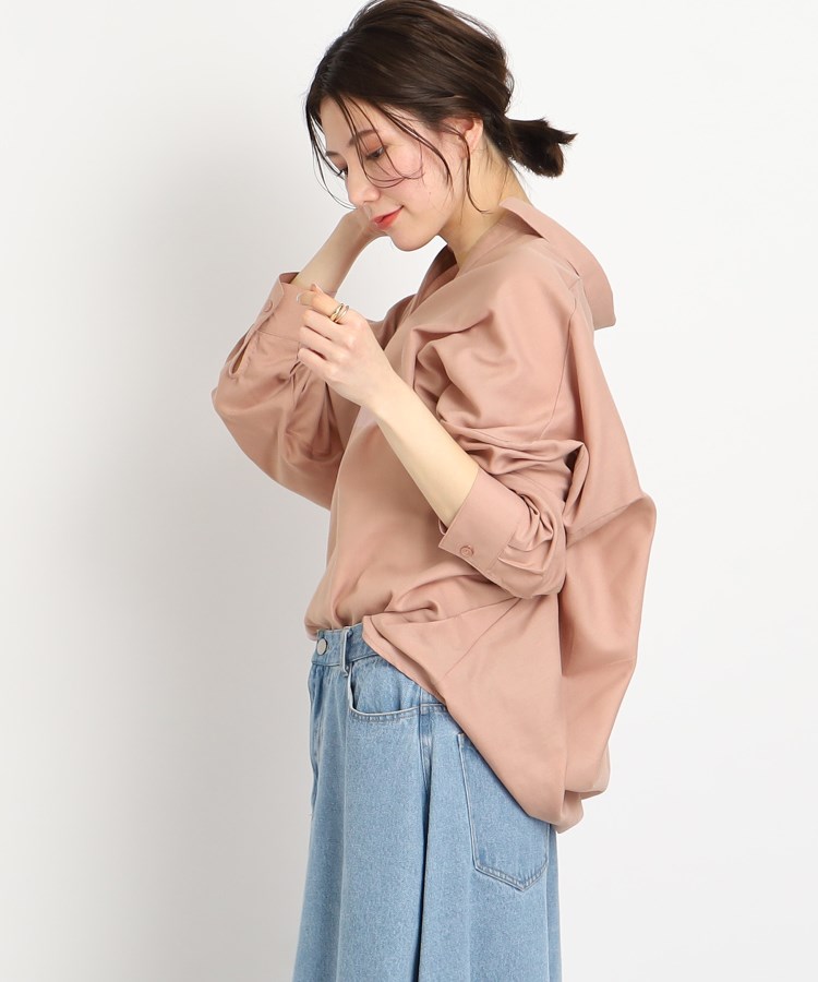 シューラルー(SHOO・LA・RUE)のドルマン衿付きシャツ ピンク(072)