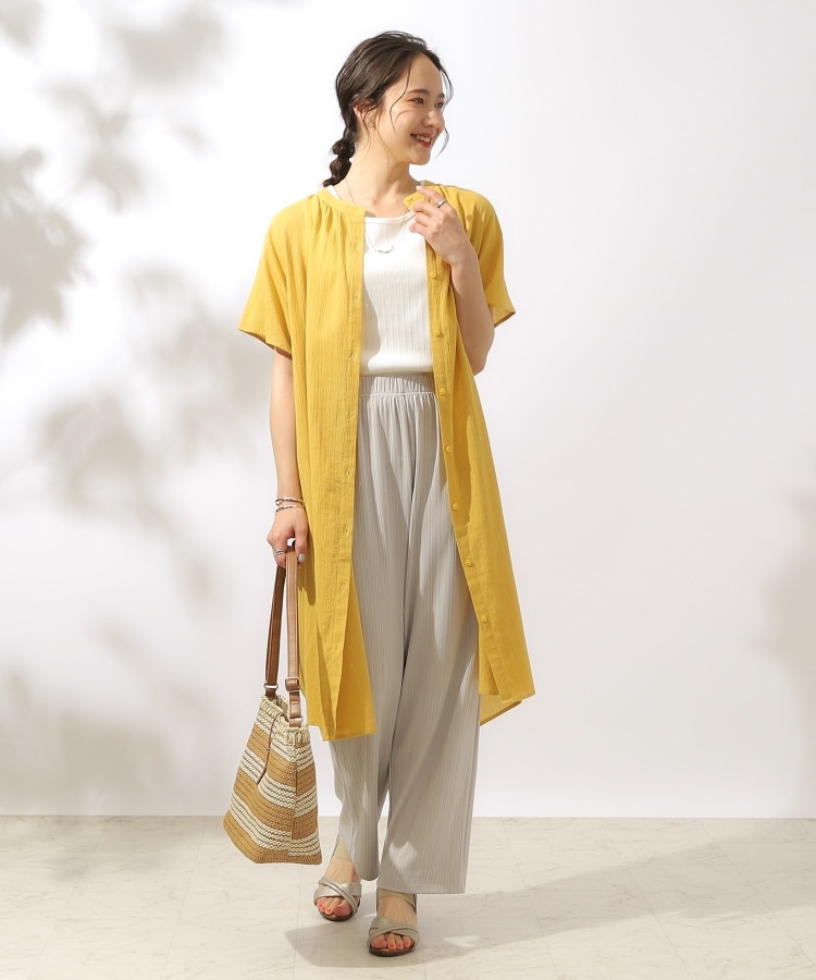 シューラルー(SHOO・LA・RUE)の【洗える】ふんわり さらさら コットンシフォン シャツワンピース25