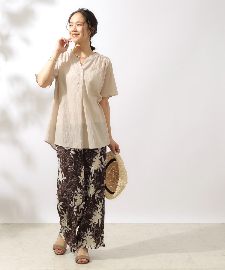 シューラルー(SHOO・LA・RUE)の【洗える】ふんわり さらさら コットンシフォン 半袖スキッパーブラウス9