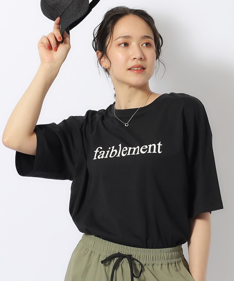 シューラルー(SHOO・LA・RUE)の【洗える/プチプラ/綿100％】グラフィック半袖ゆるTシャツ ブラック(619)