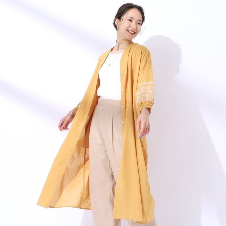 シューラルー(SHOO・LA・RUE)の【洗える/インド綿100％】ふわっと広がる お袖刺繍ワンピース マキシ・ロングワンピース