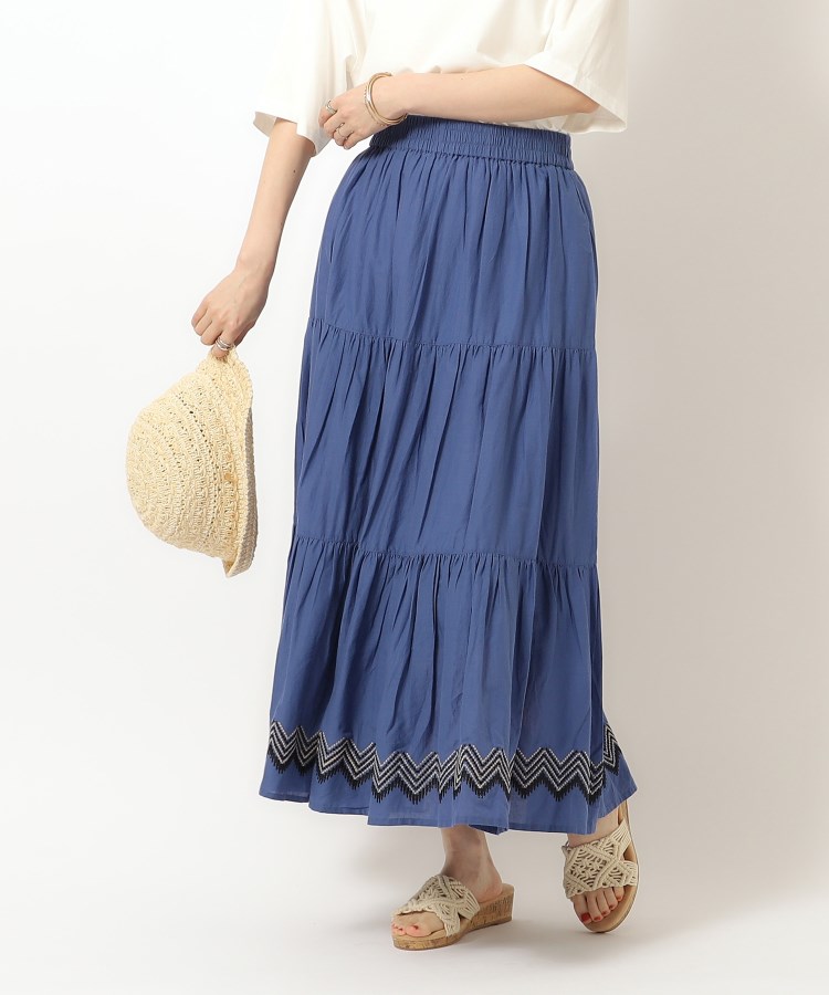シューラルー(SHOO・LA・RUE)のふわっと揺れる インド綿 ティアード刺繍スカート13