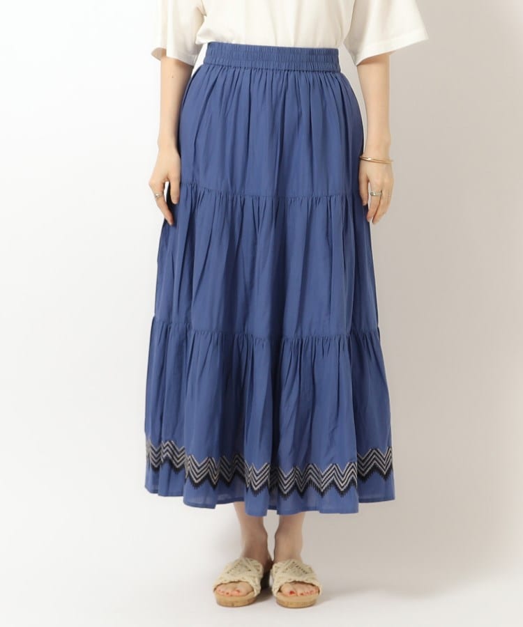 シューラルー(SHOO・LA・RUE)のふわっと揺れる インド綿 ティアード刺繍スカート17