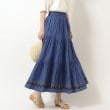 シューラルー(SHOO・LA・RUE)のふわっと揺れる インド綿 ティアード刺繍スカート ブルー(093)