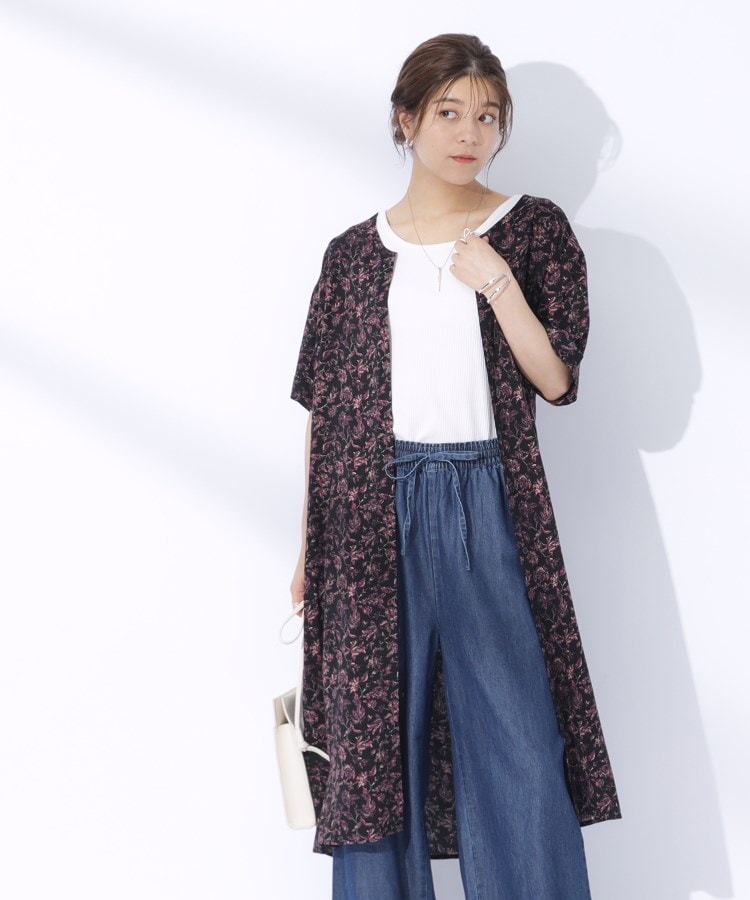 花柄Vネック前あきワンピース(ミドルワンピース) | SHOO・LA 花柄Vネック前あきワンピース(ミドルワンピース) | SHOO・LA