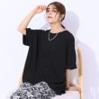 シューラルー(SHOO・LA・RUE)の【涼やかリラクシー】アウトで決まる 5分袖ドルマントップス ブラック(019)