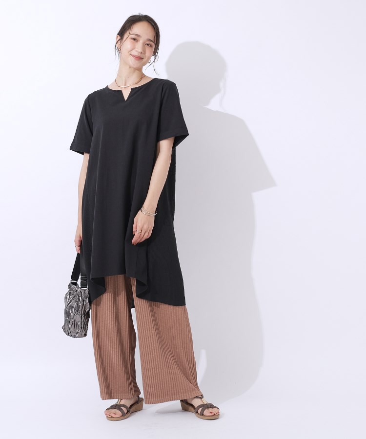 シューラルー(SHOO・LA・RUE)のシャドーストライプ使い Aラインチュニックワンピース3