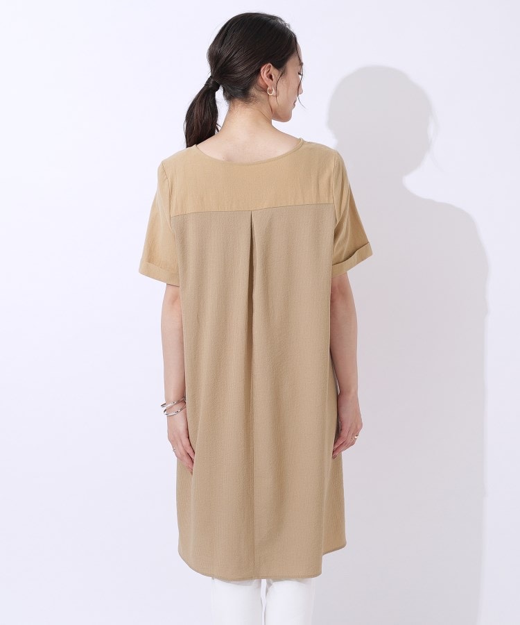 シャドーストライプ使い Aラインチュニックワンピース(ミドル シャドーストライプ使い Aラインチュニックワンピース(ミドル