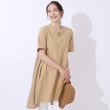 シューラルー(SHOO・LA・RUE)のシャドーストライプ使い Aラインチュニックワンピース ベージュ(052)