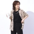 シューラルー(SHOO・LA・RUE)の【高レビュー/洗える】シンプルコーデに彩りを プリント前あきブラウス ベージュ(152)