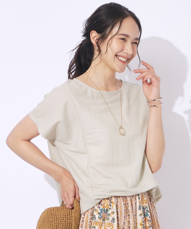 洗える/体型カバー】上品カジュアル 切替カノコトップス 洗える/体型カバー】上品カジュアル 切替カノコトップス