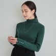シューラルー(SHOO・LA・RUE)の【高レビュー/洗える/S-3L】ちくちくしにくい なめらか リブタートルニット グリーン(023)