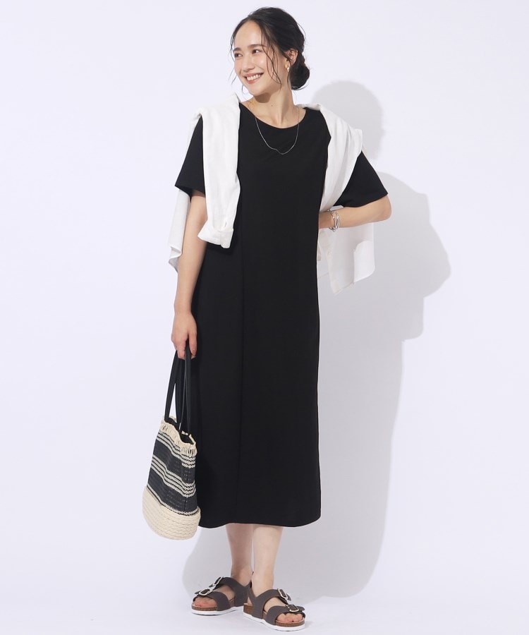 シューラルー(SHOO・LA・RUE)の【洗える】ゆるり さらり カノコ切替ワンピース ブラック(019)