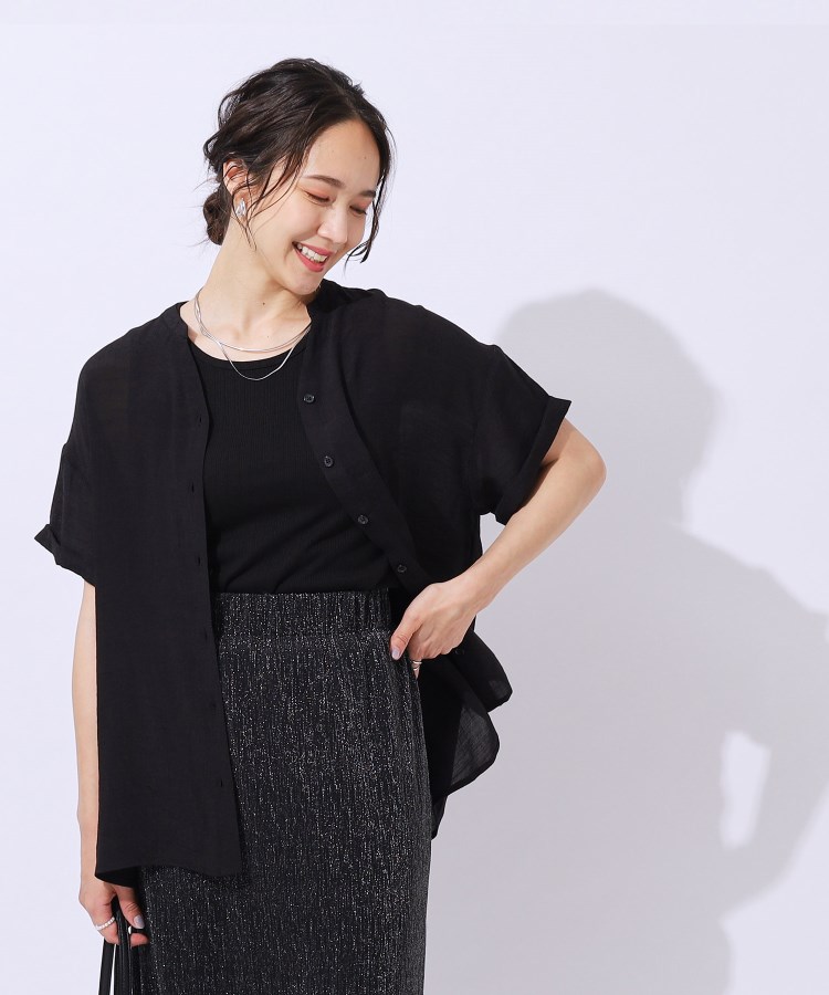 シューラルー(SHOO・LA・RUE)の程よいルーズ感が大人見え シアースラブ前開きシャツ1