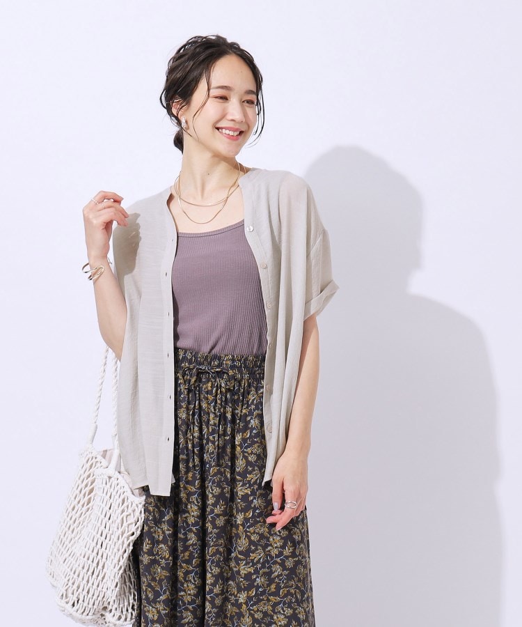 シューラルー(SHOO・LA・RUE)の程よいルーズ感が大人見え シアースラブ前開きシャツ13