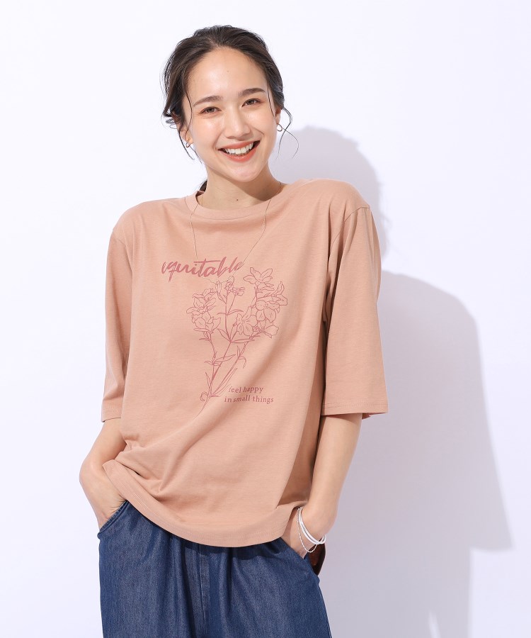 シューラルー(SHOO・LA・RUE)の【洗える/綿100%/プチプラ】アウトも決まる ラウンドヘム プリントTシャツ21