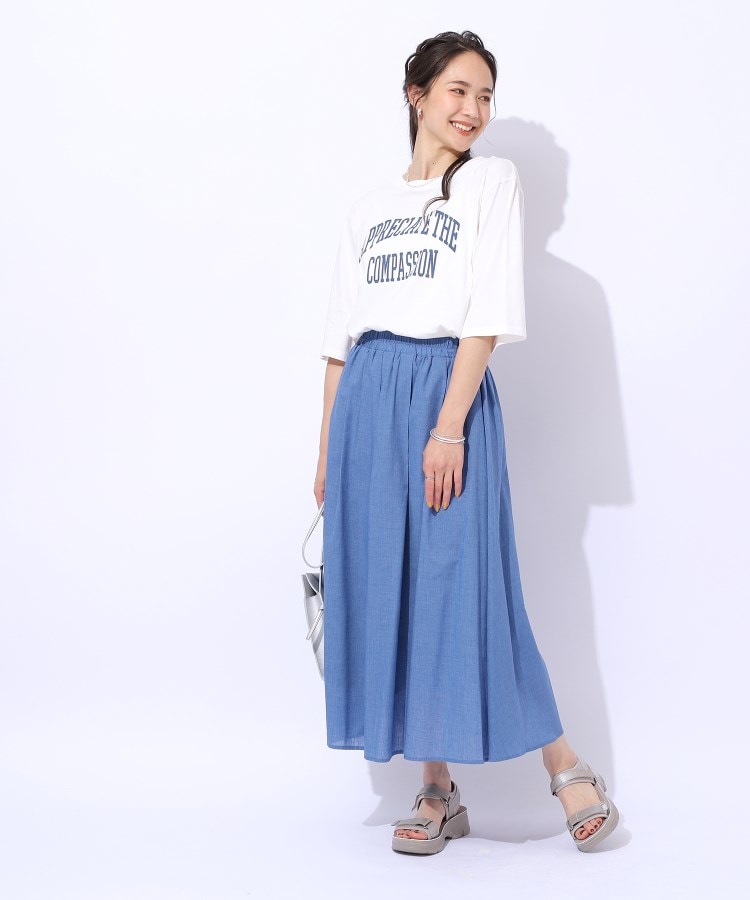 シューラルー(SHOO・LA・RUE)の【洗える/綿100%/プチプラ】アウトも決まる ラウンドヘム プリントTシャツ7
