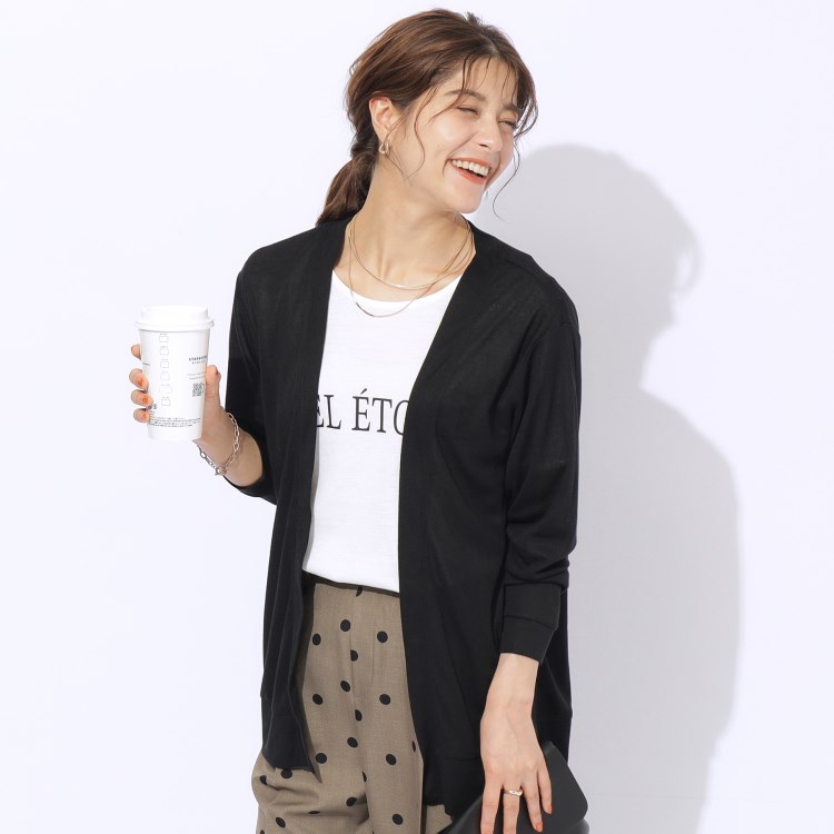 シューラルー(SHOO・LA・RUE)の【2点セット】半袖ロゴTシャツ+カーディガン トップス＋インナーセット