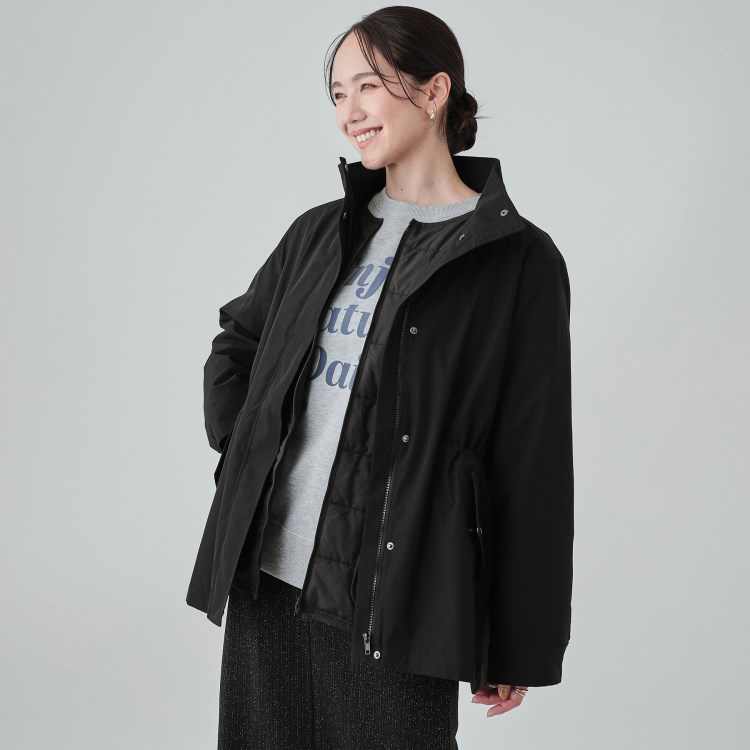 シューラルー(SHOO・LA・RUE)の【洗える/S-LL/撥水/3way】着こなし自在でロングシーズン使える スタンドカラーブルゾン 中綿コート