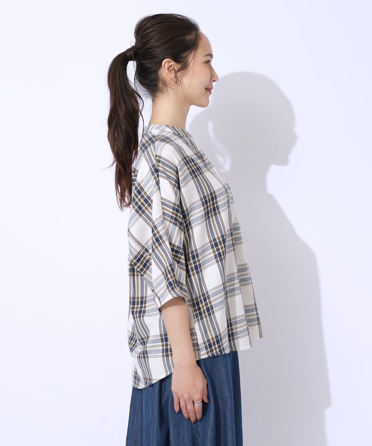 シューラルー(SHOO・LA・RUE)の【洗える】暑い時期もさらりと着られる 7分袖チェックシャツ14
