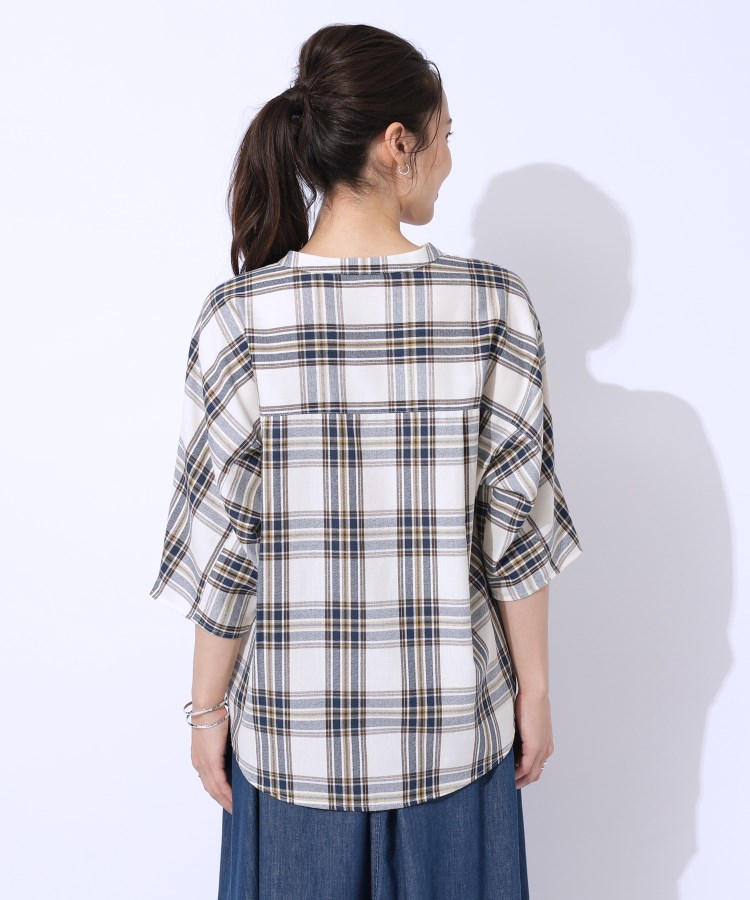 シューラルー(SHOO・LA・RUE)の【洗える】暑い時期もさらりと着られる 7分袖チェックシャツ15