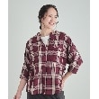 シューラルー(SHOO・LA・RUE)の【洗える】暑い時期もさらりと着られる 7分袖チェックシャツ ボルドー(264)