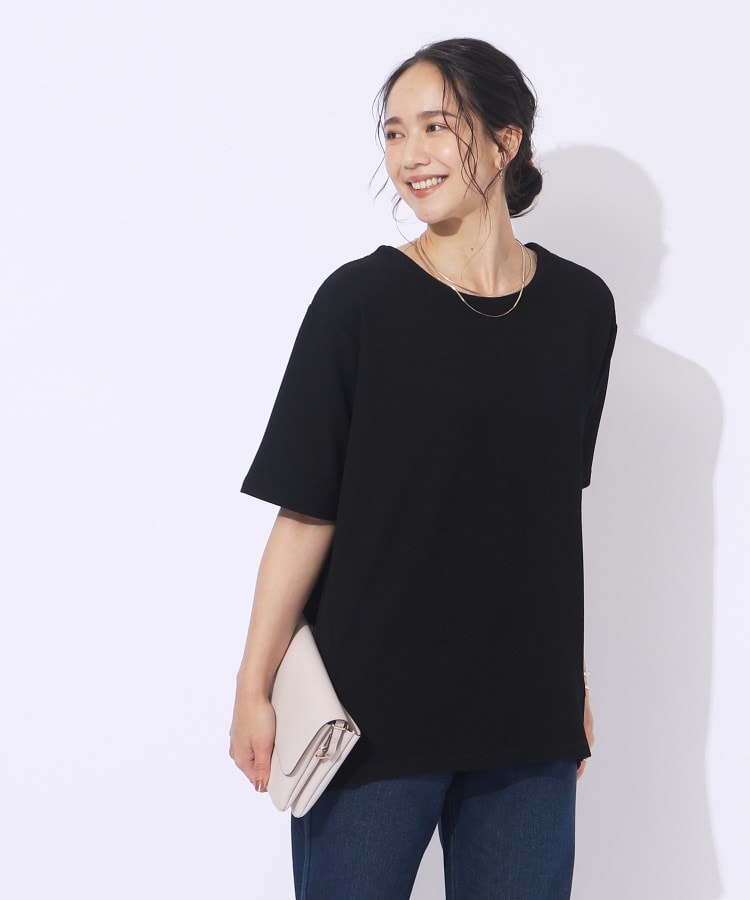 シューラルー(SHOO・LA・RUE)の【洗える/5分袖】すっきりきれいに魅せる ふくれジャカード コクーントップス9