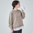 シューラルー(SHOO・LA・RUE)の一枚で簡単こなれ見え スポンディッシュ 裾レイヤード風ニット モカブラウン(042)