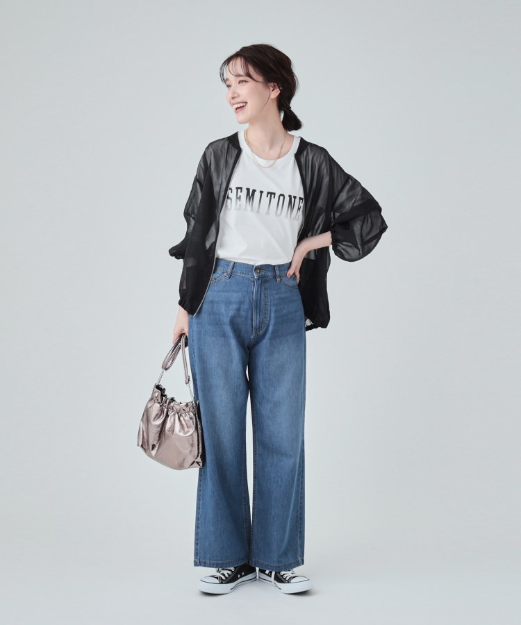 シューラルー(SHOO・LA・RUE)の【洗える】大人カジュアルコーデに やわらかワイドデニムパンツ3