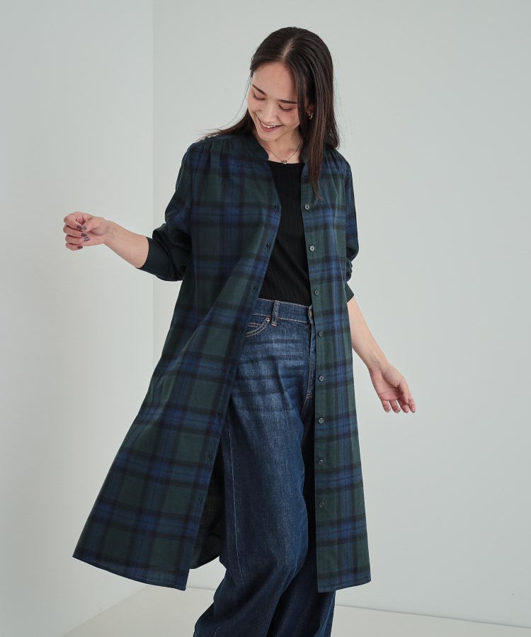 シューラルー(SHOO・LA・RUE)の【洗える】着回しいろいろ 大人のためのチェックシャツワンピース1