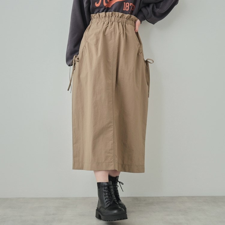 シューラルー(SHOO・LA・RUE)の【洗える】ドロストリボン ナイロンスカート ミモレスカート