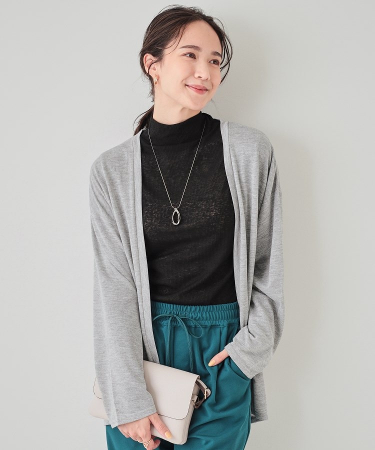 シューラルー(SHOO・LA・RUE)の【洗える】お尻が隠れる ミドル丈トッパーカーディガン グレー(012)