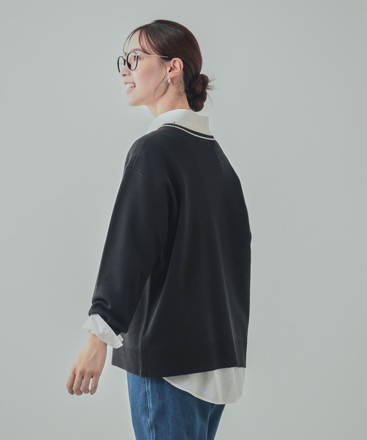 シューラルー(SHOO・LA・RUE)の【洗える】ライン使いが目を惹く リブニットカーディガン10