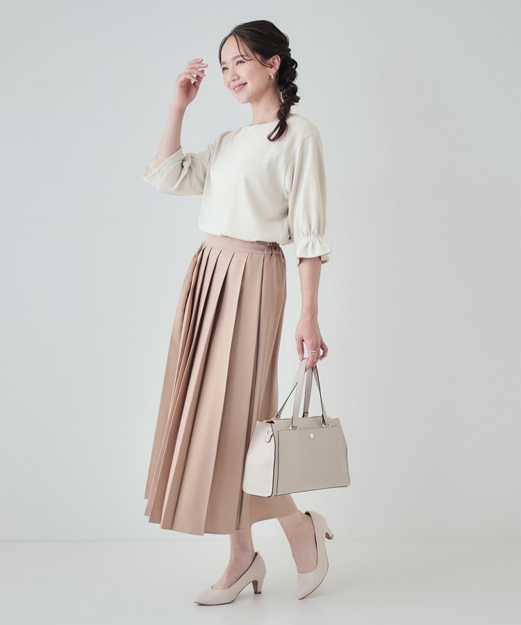 シューラルー(SHOO・LA・RUE)の【洗える/S-LL/5分袖】ぽこぽこラメ お袖フリルトップス7