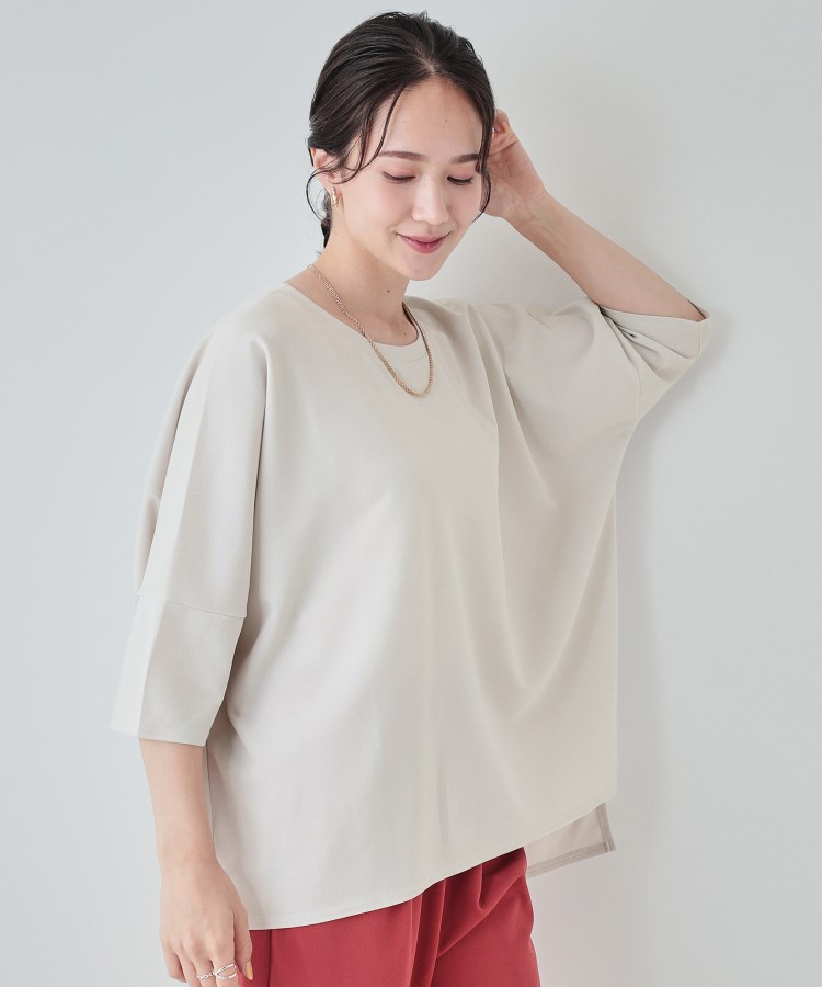 S-LL/洗える】裏がサラサラ スリット入りゆるトップス S-LL/洗える】裏がサラサラ スリット入りゆるトップス