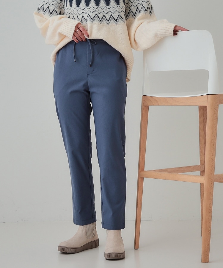 シューラルー(SHOO・LA・RUE)の【洗える/SS-3L】あったか裏起毛 ストレッチ テーパードパンツ ブルー(093)