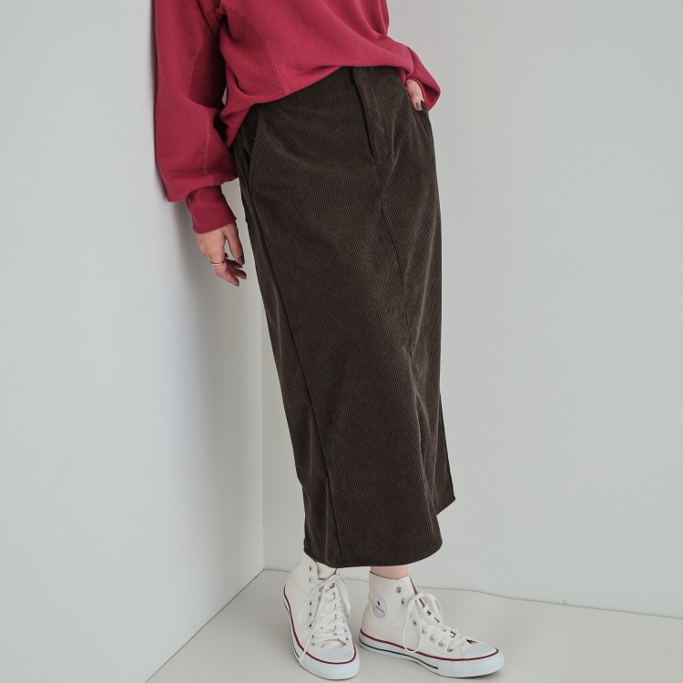シューラルー(SHOO・LA・RUE)の【洗える】あったかコーデュロイナロースカート ミモレスカート