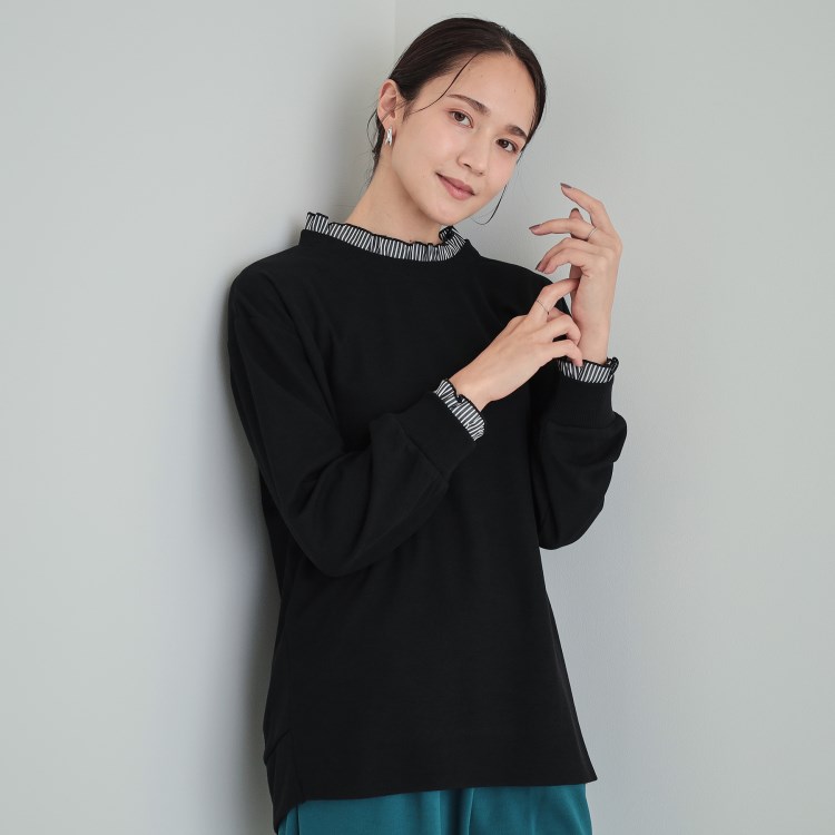 シューラルー(SHOO・LA・RUE)の【洗える/S-LL】ほんのり甘い ミニフリル付きデザイントップス カットソー