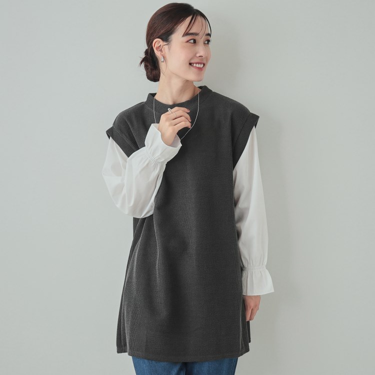 シューラルー(SHOO・LA・RUE)の【S-LL/体型カバー】着るだけ簡単 コーデが決まる 大人のドッキングトップス カットソー